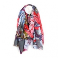Grey Mix Tropical Print Scarf by Peace of Mind